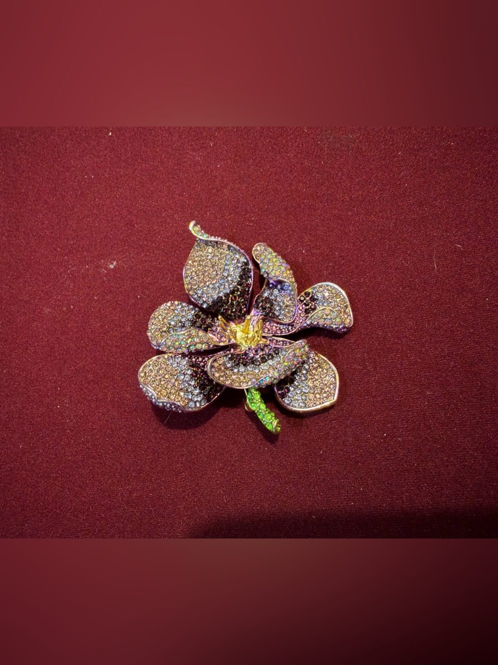 Vintage Style Purple Rhinestone Flower Brooch Multicolor Crystal Statement Pin